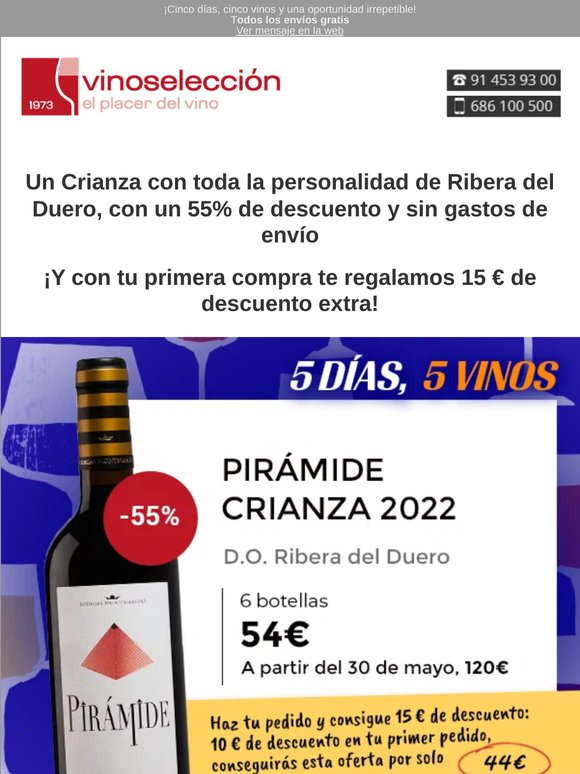 ¡55% DTO, hasta 29 de mayo! Un Ribera Crianza imprescindible | Pirámide Crianza 2021