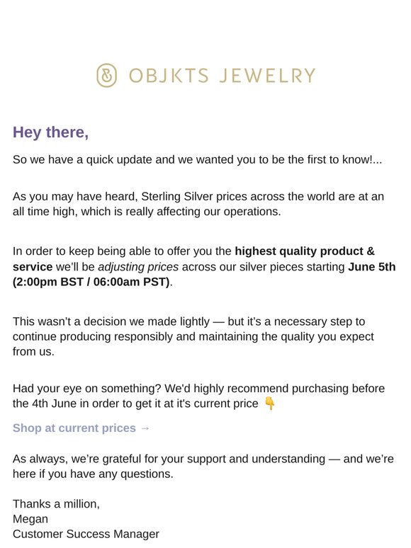 Important: Sterling Silver Price Increase