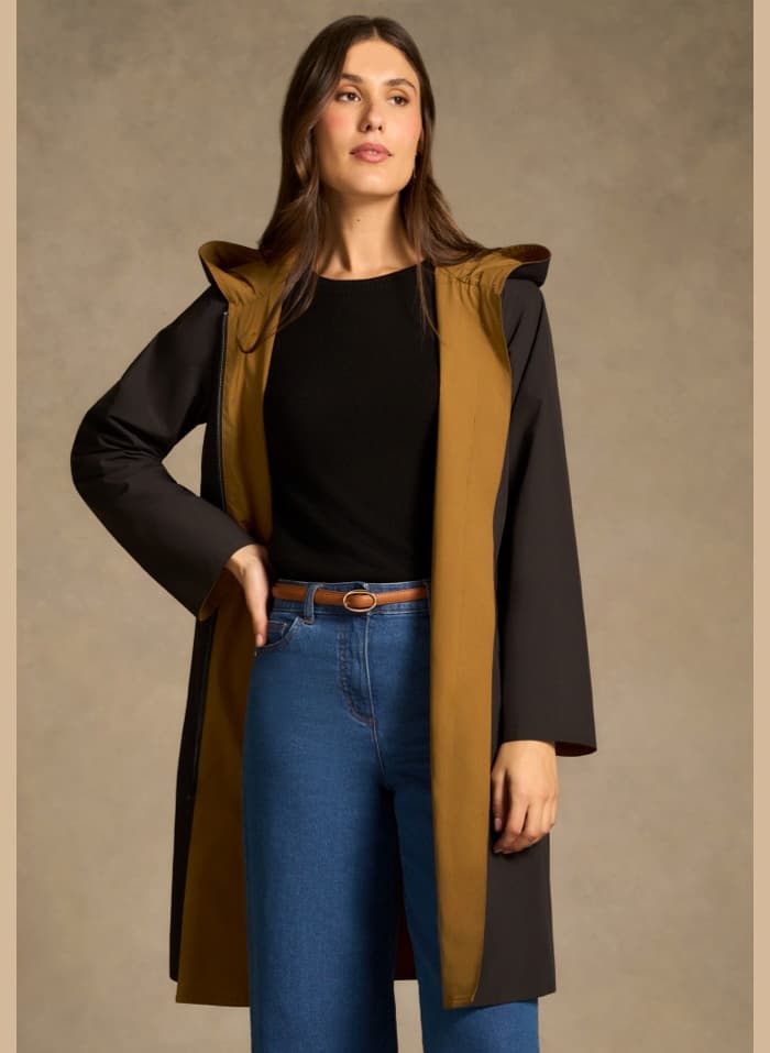 Shop The Reversible Raincoat - Tobacco / Black