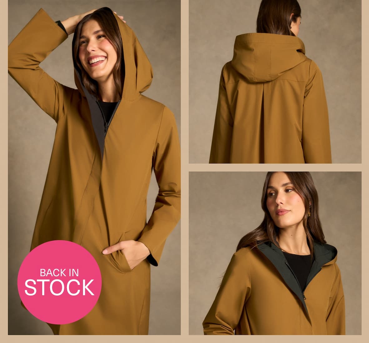 Shop The Reversible Raincoat - Tobacco / Black