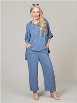 Flowy Pull-On Linen Blend Pants