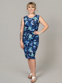 Sleeveless Knee-Length Dress with Knot Detail