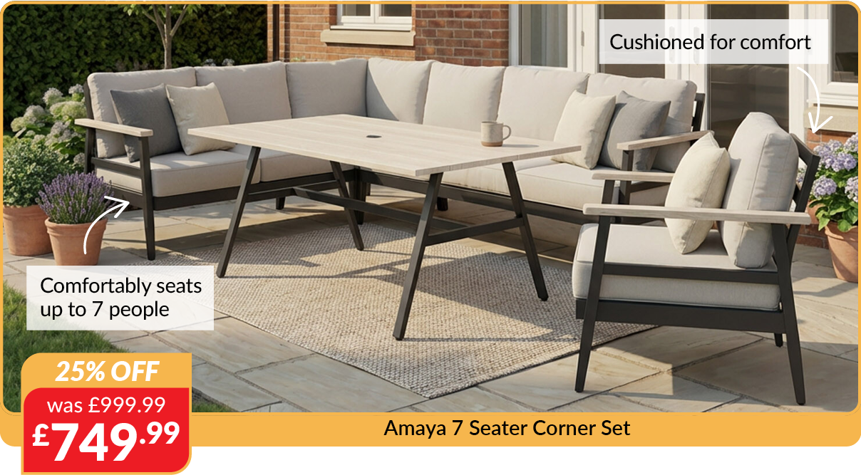 Amaya 7 Seater Corner Set - Grey. 25% off. Was £999.99, now £749.99