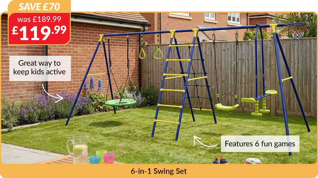 6-in-1 Swing Set - Blue. Was £189.99, now £119.99