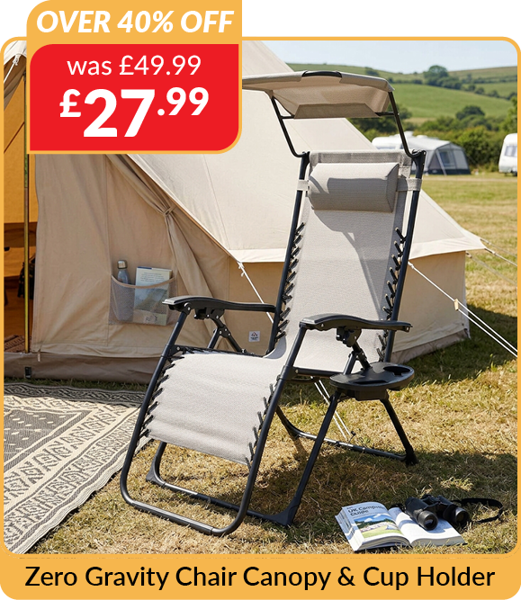 Zero Gravity Chair Canopy and Cup Holder. Over 40% off. Was £49.99, now £27.99.