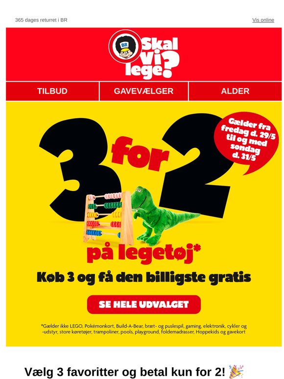 Køb 3, betal for 2 på legetøj!