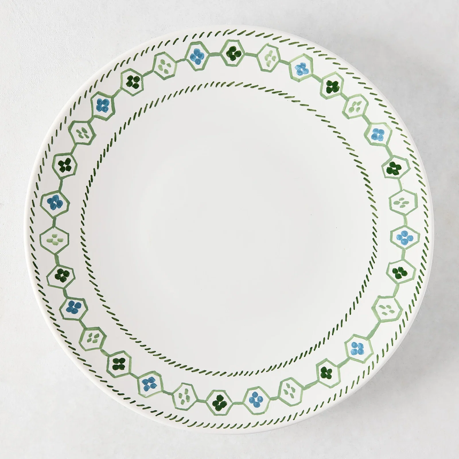 Image of Peter Dunham + Hudson Grace Hand-Painted Green Oona Border Dinner Plate