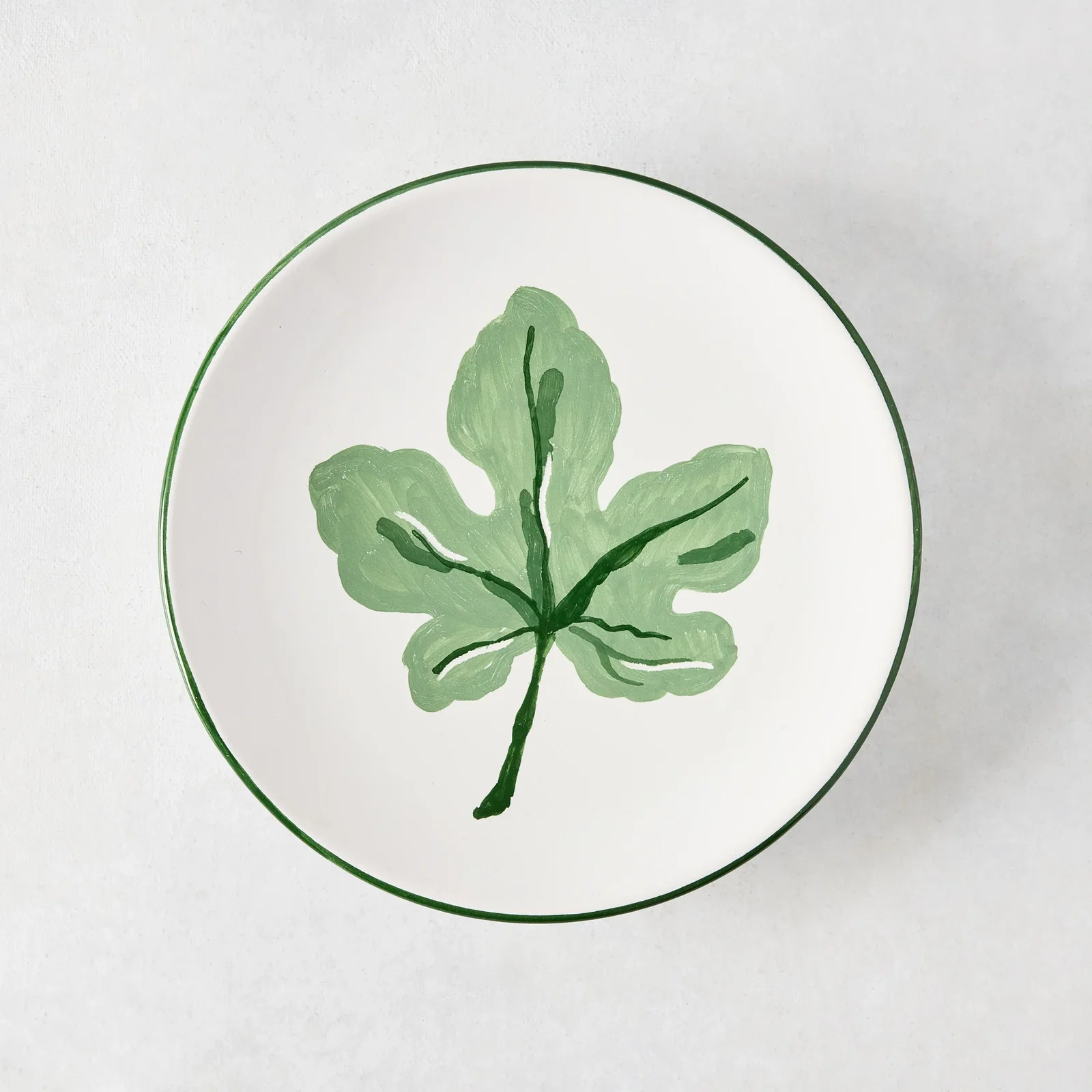 Image of Peter Dunham + Hudson Grace Hand-Painted Green Fig Leaf Appetizer Plate