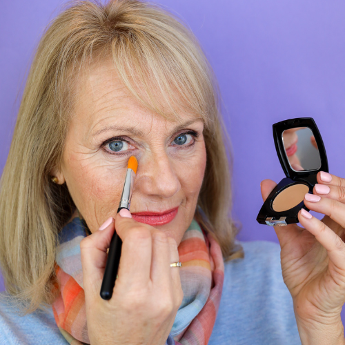 Use concealer to cover blemishes, age spots, or any areas that need a little extra coverage