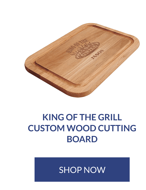 King of the Grill Custom Wood Cutting Board [Click here to Shop now]