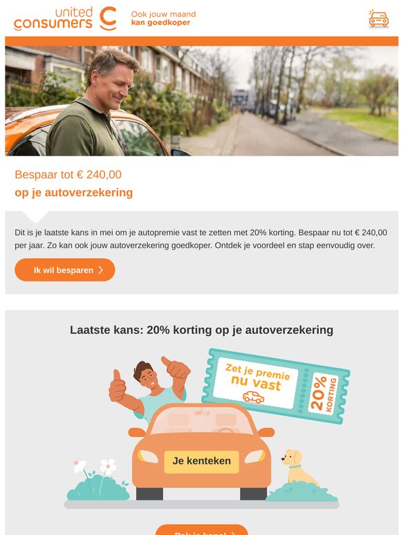 Laatste kans: zet de premie voor je autoverzekering nu vast en bespaar tot E 240,00!