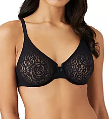 Halo Lace Molded Underwire Bra with J-Hook Black 34D
