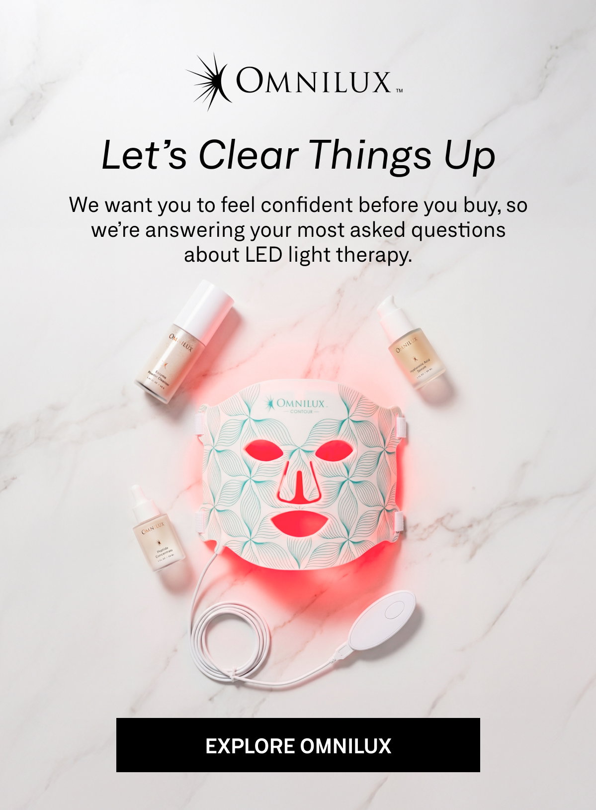 Introducing common LED light therapy questions to help customers feel confident before purchasing.
