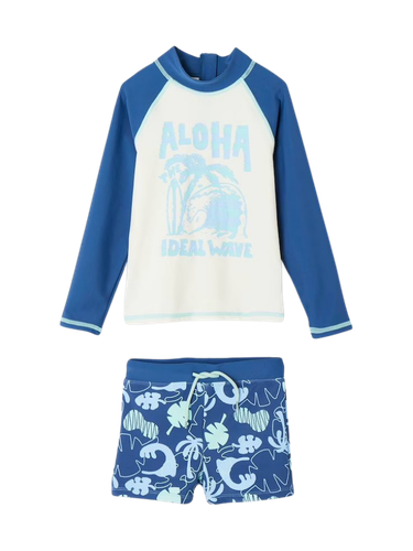 Jungen Strand-Set: Badeshirt & Boxershorts - blau