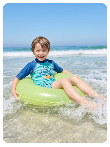 Jungen Strand-Set mit UV-Schutz: T-Shirt & Shorts - petrol