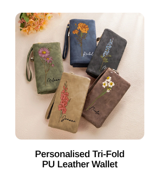 Personalised Tri-Fold PU Leather Wallet