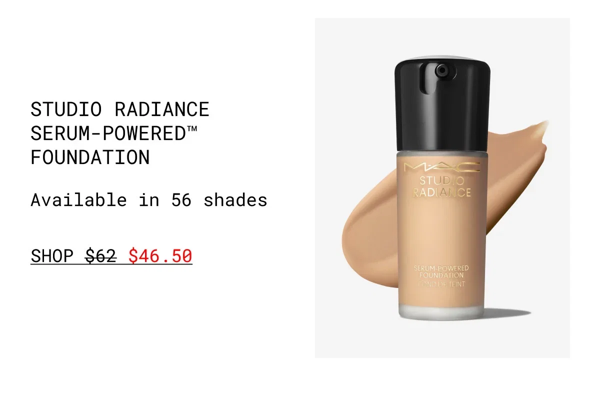 STUDIO RADIANCE SERUM-POWERED™ FOUNDATION | Available in 56 shades | SHOP $46.50