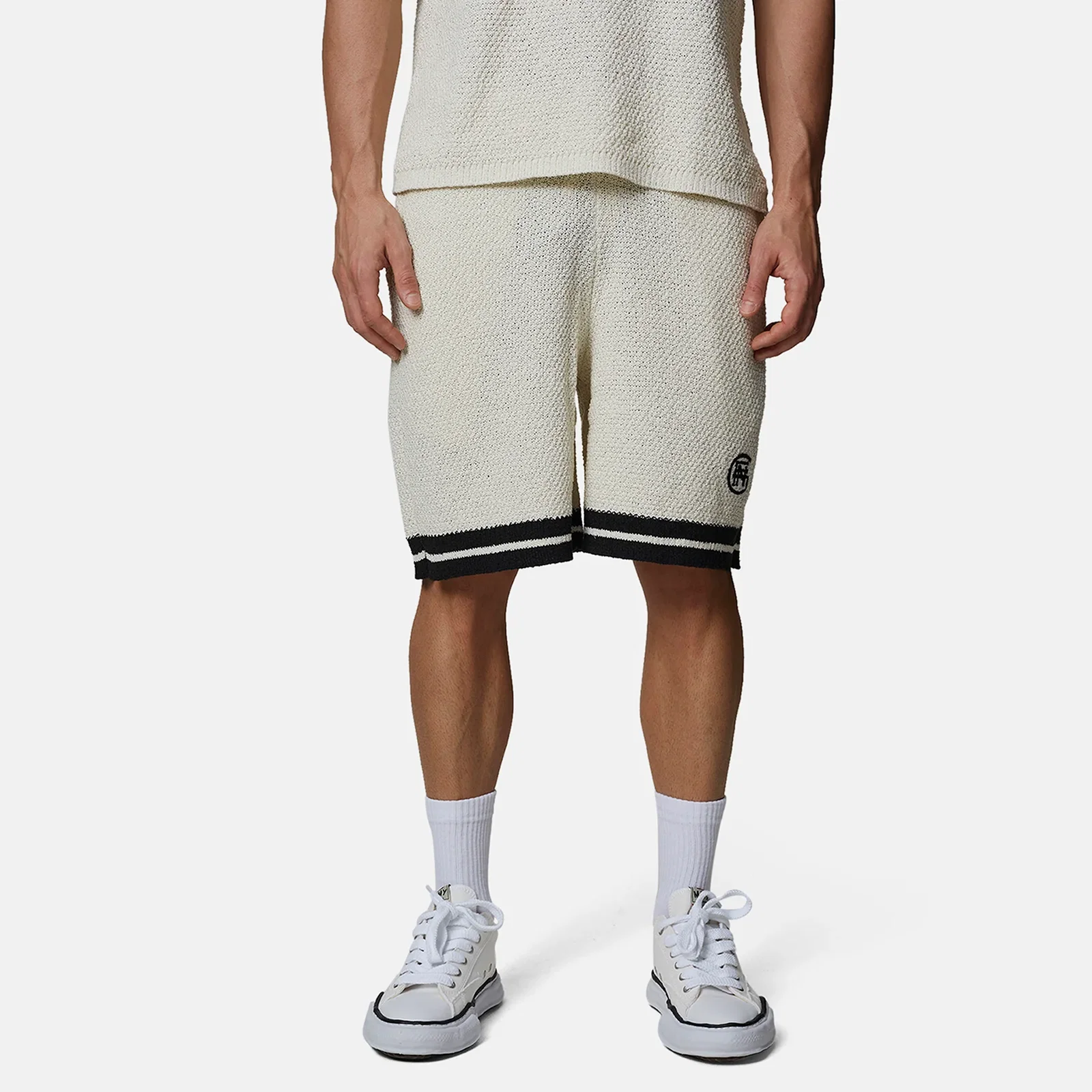 Image of Knitted Cream Baggy Monogram Jersey Short