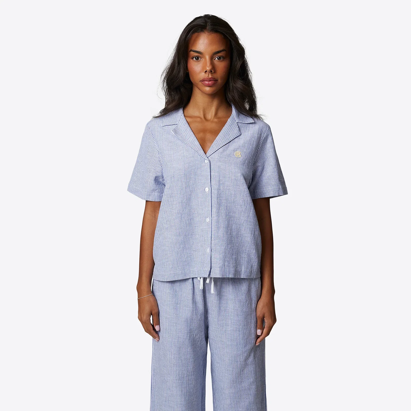 Image of Pinstripe Blue Monogram Shirt