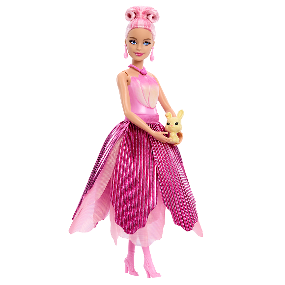 Barbie Petal Pop Scented Fashion Doll With Pink Tulip Dress, Reveal Accessories Like Bunny & More