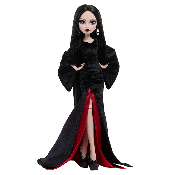 Monster High X Wednesday Collectible Doll, Morticia Addams in Black Velvet Dress