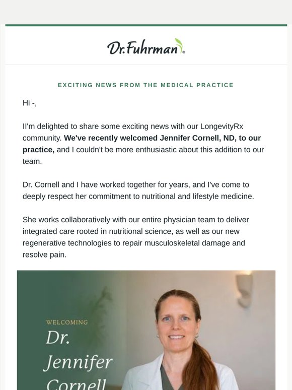 Welcoming Dr. Cornell to LongevityRx!