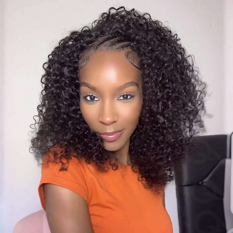 Image of Flash Sale|QVR Glueless Half Wig 3 In 1 Twist Curly Human Hair