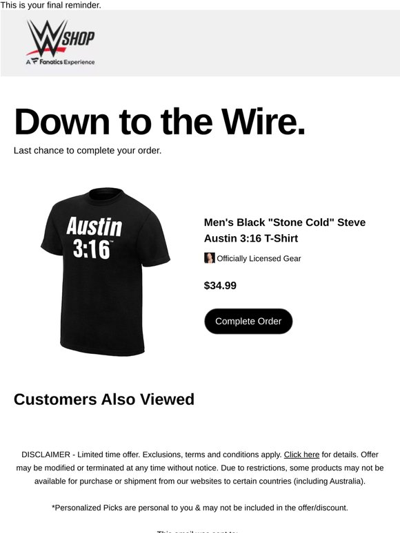 Don't Forget: Men's Black "Stone Cold" Steve Austin 3:16 T-...