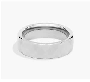 Matte Hammered Flat Comfort Fit Wedding Ring in Platinum (6.5mm)