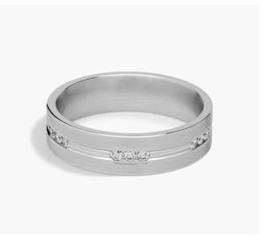 Trio Stationed Channel-Set Diamond Wedding Ring in 14k White Gold (8 mm, 1 1/6 ct. tw.)