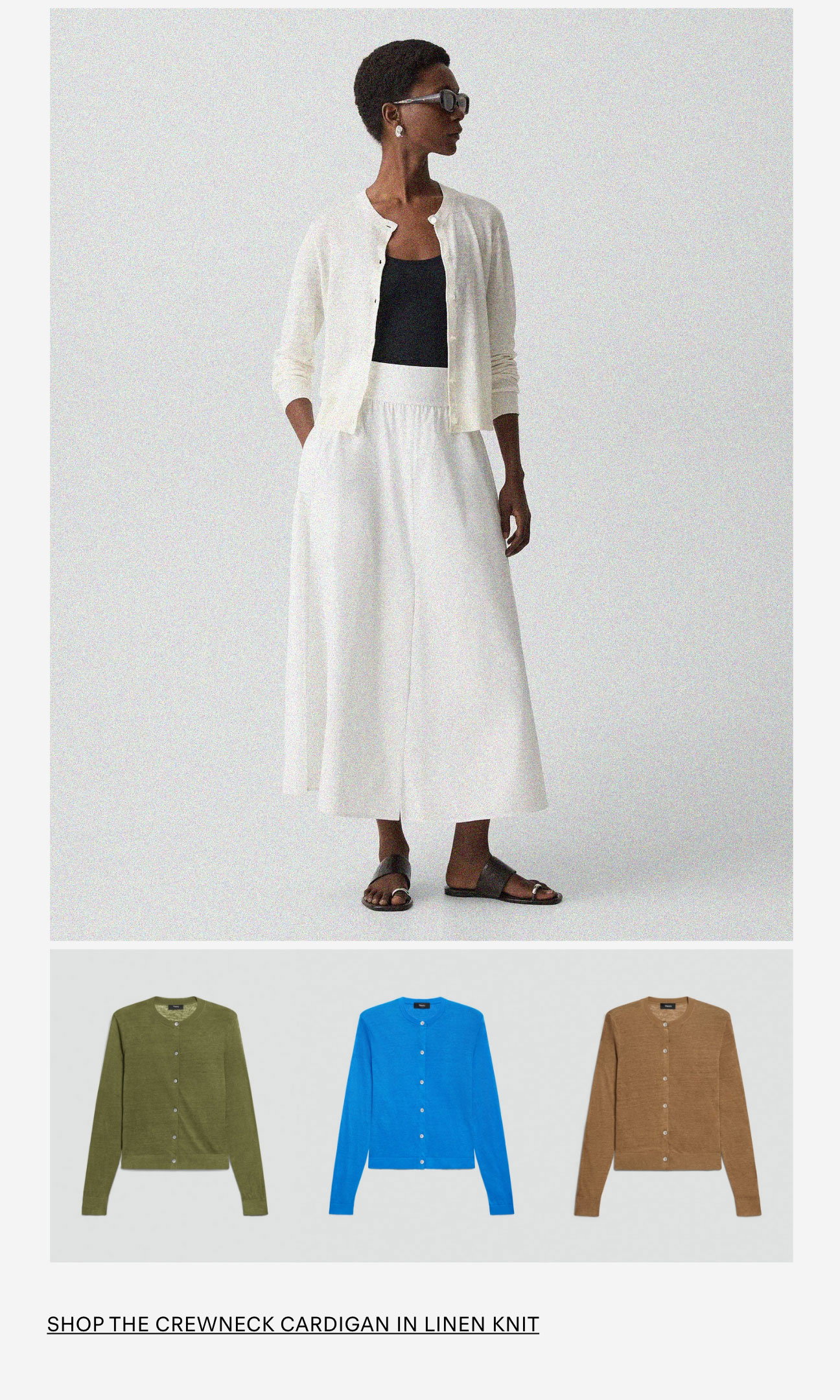 Shop The Crewneck Cardigan in Linen Knit