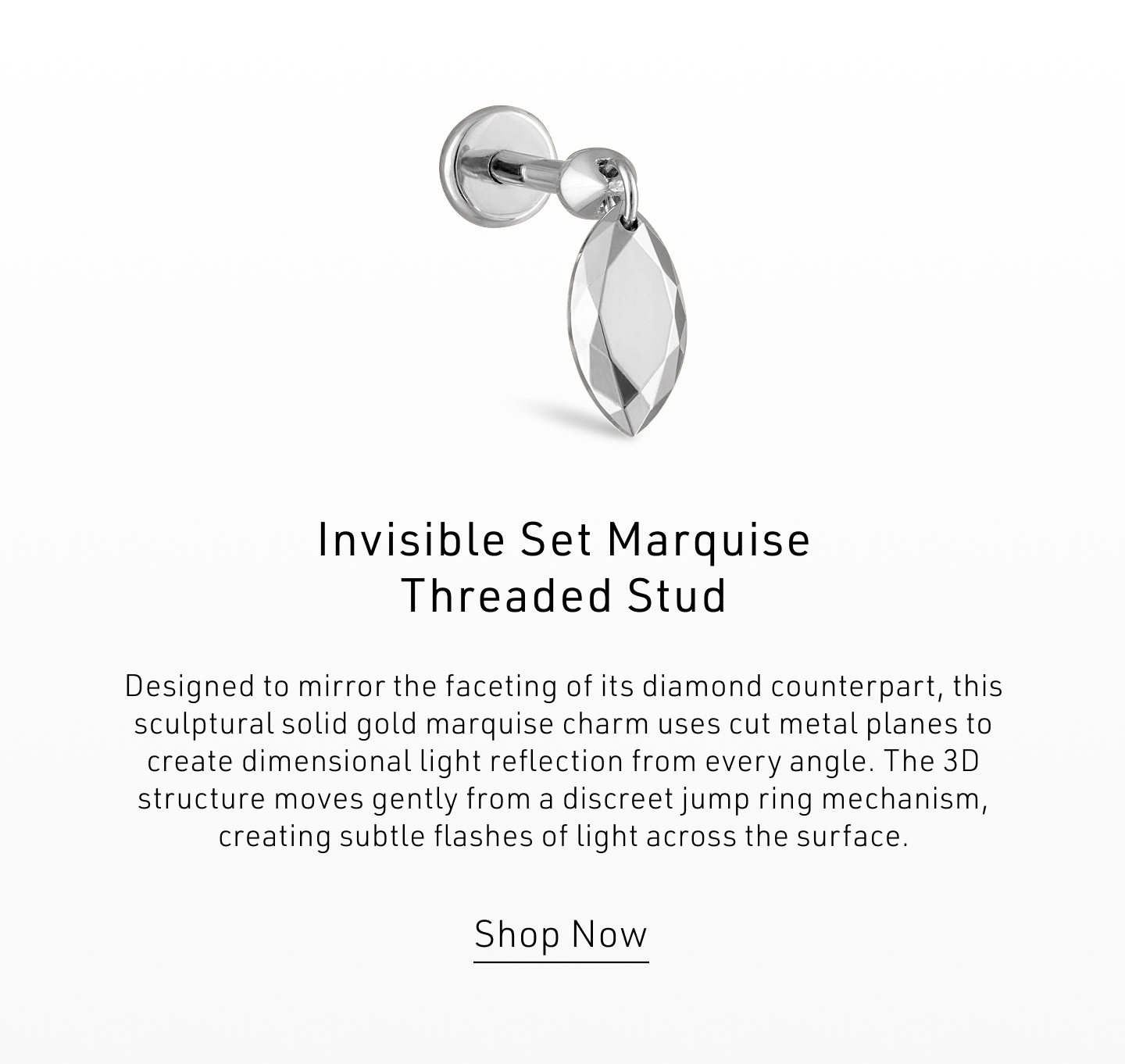 Faceted Gold Marquise Threaded Charm Earring