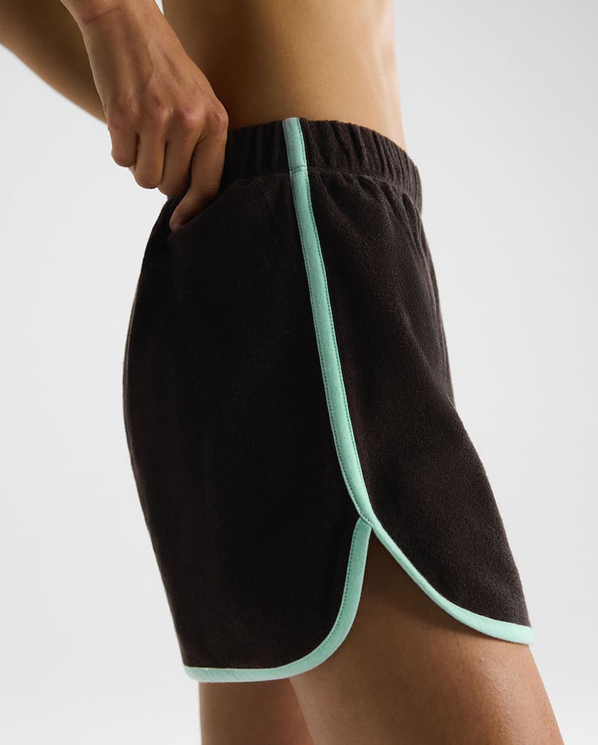 Terry Towelling Piping Shorts - Coffee Bean