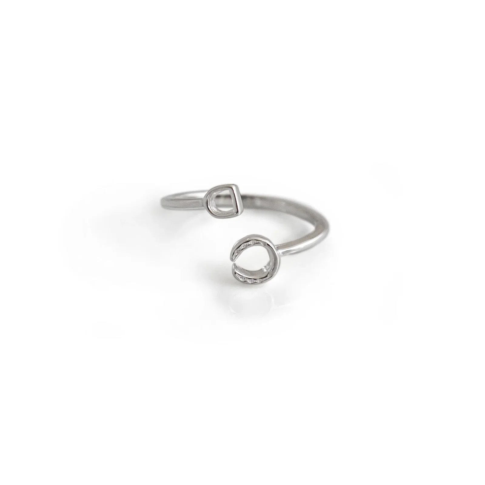 Image of Sterling Silver Adjustable Stirrup & Horseshoe Ring