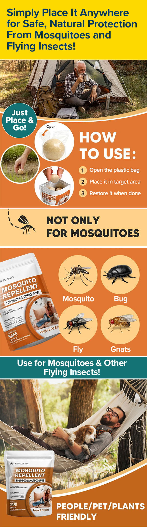 Simply Place It Anywhere for Safe, Natural Protection From Mosquitoes and Flying Insects!