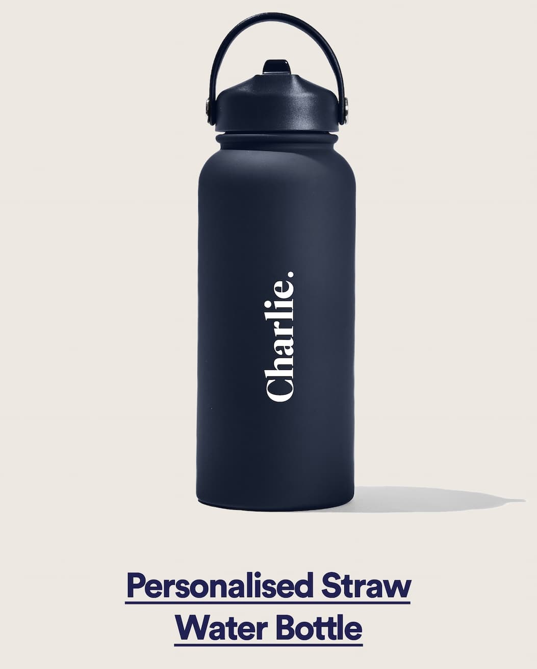 Personalised Navy Straw Water Bottle 900ml
