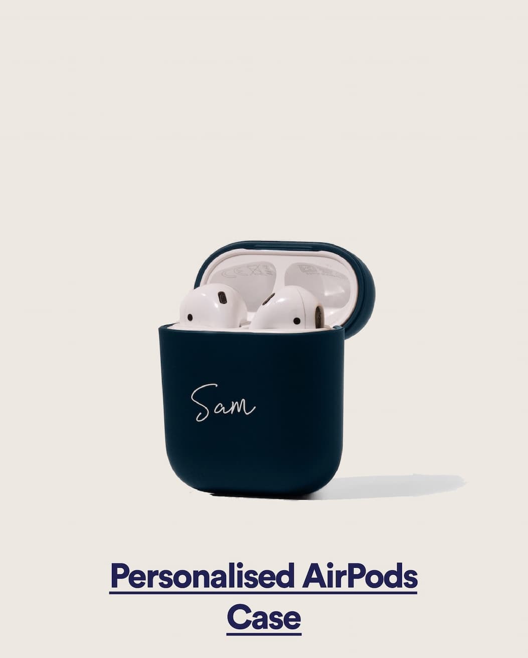 Navy Personalised Apple AirPods Case