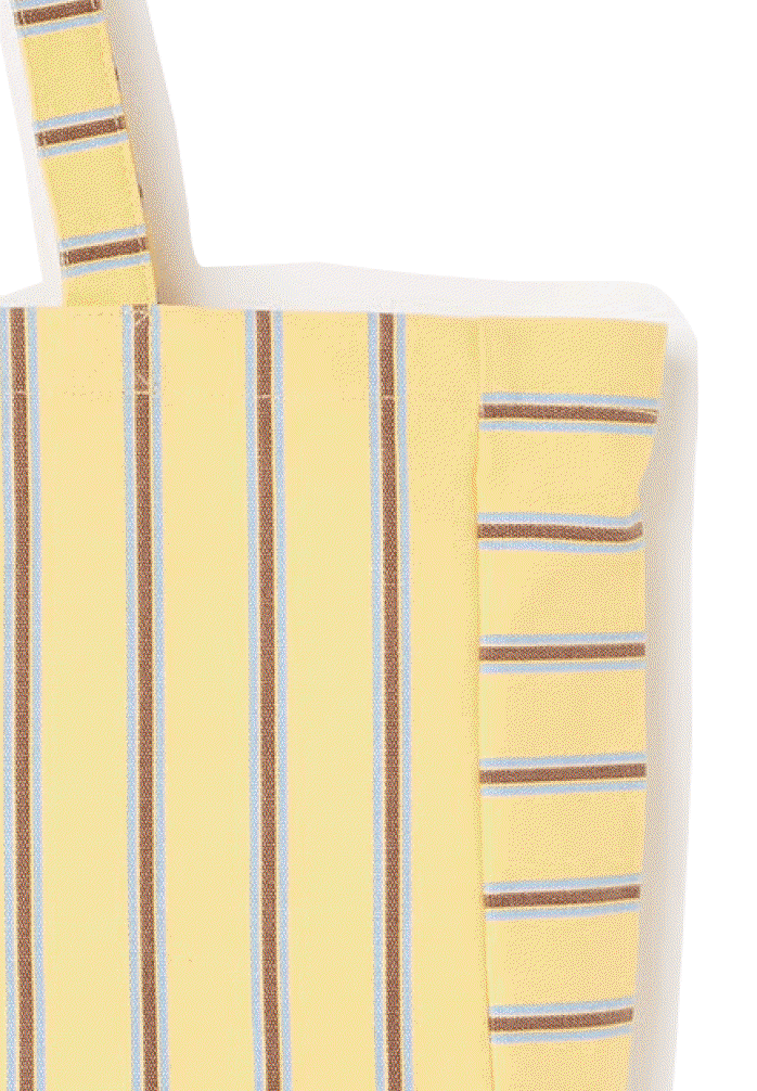 Yellow & Blue Striped Logo Fabric Tote Shopper Bag