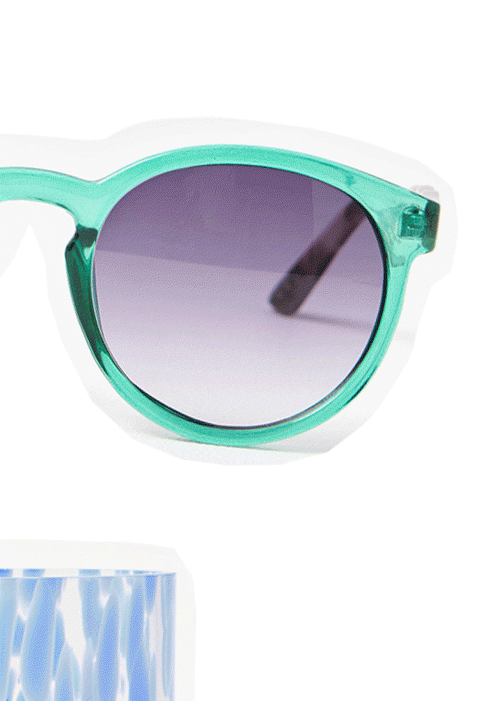 Green & Tort Wavy Arm Preppy Sunglasses