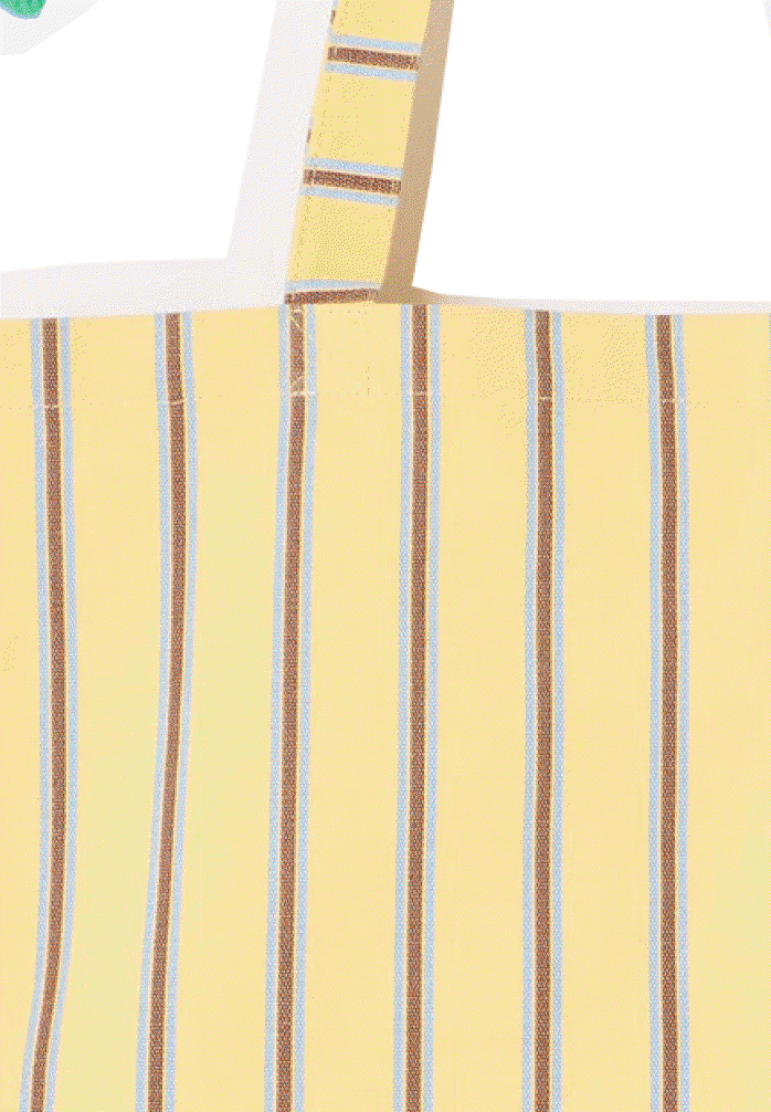 Yellow & Blue Striped Logo Fabric Tote Shopper Bag