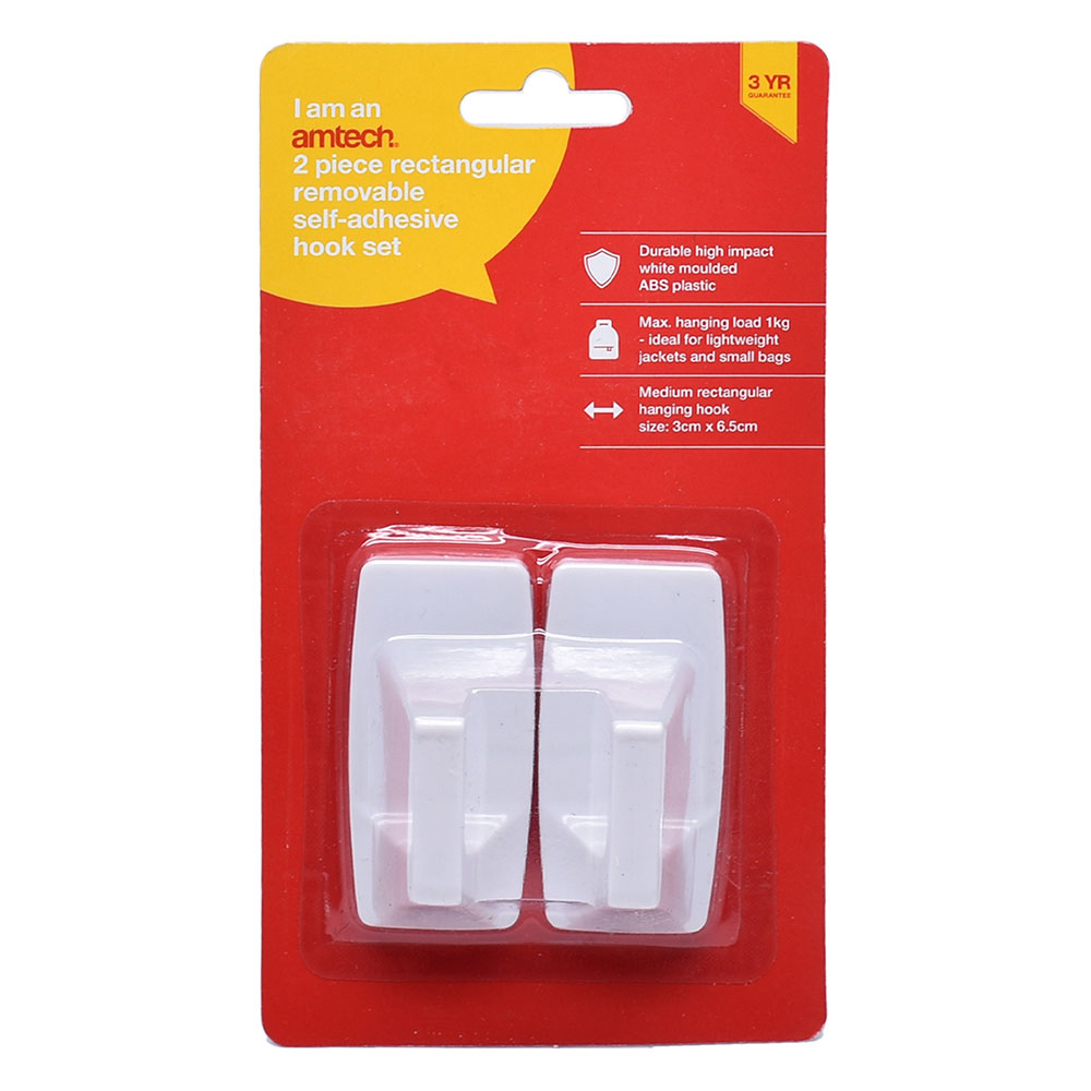 Amtech Rectangular Removable Self-Adhesive Hook Set x 2 - £4.69 delivered