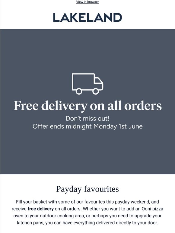 Free delivery on all orders now on!