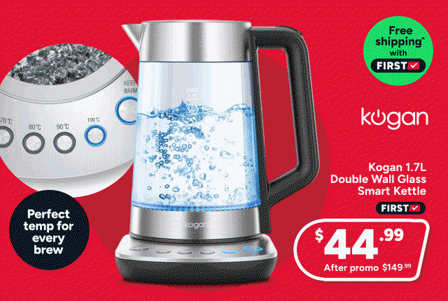 Kogan 1.7L Double Wall Glass Smart Kettle