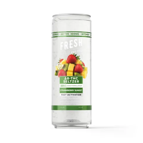 Image of 300mg Strawberry Sunset THC Seltzer - D8 Nano - Fresh