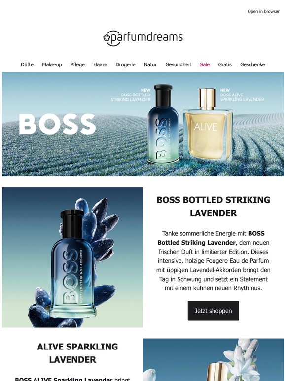 NEUHEITEN: Boss Bottled Striking Lavender & Boss ALIVE Sparkling Lavender
