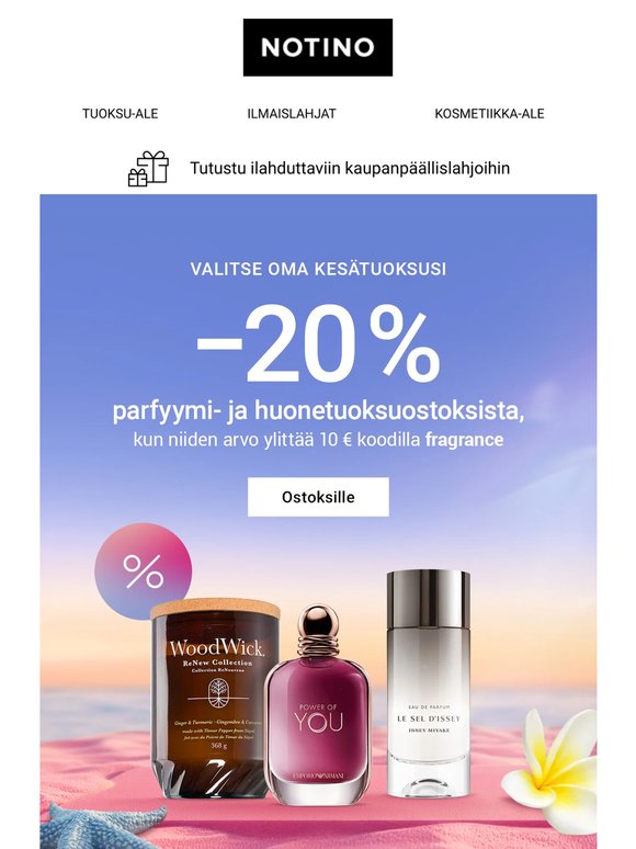 Älä ohita 20 % alennusta tuoksuista ja huonetuoksuista