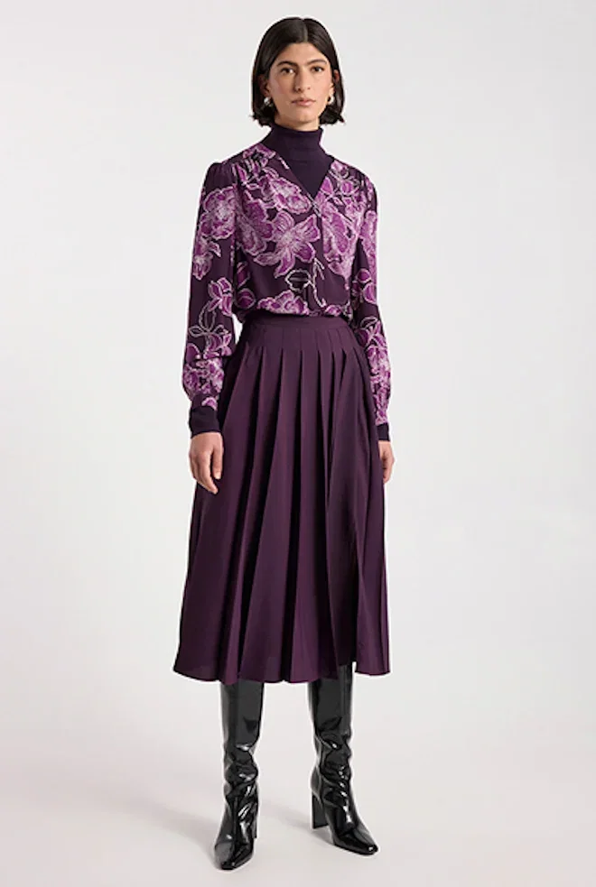Effie Pleat Midi Skirt