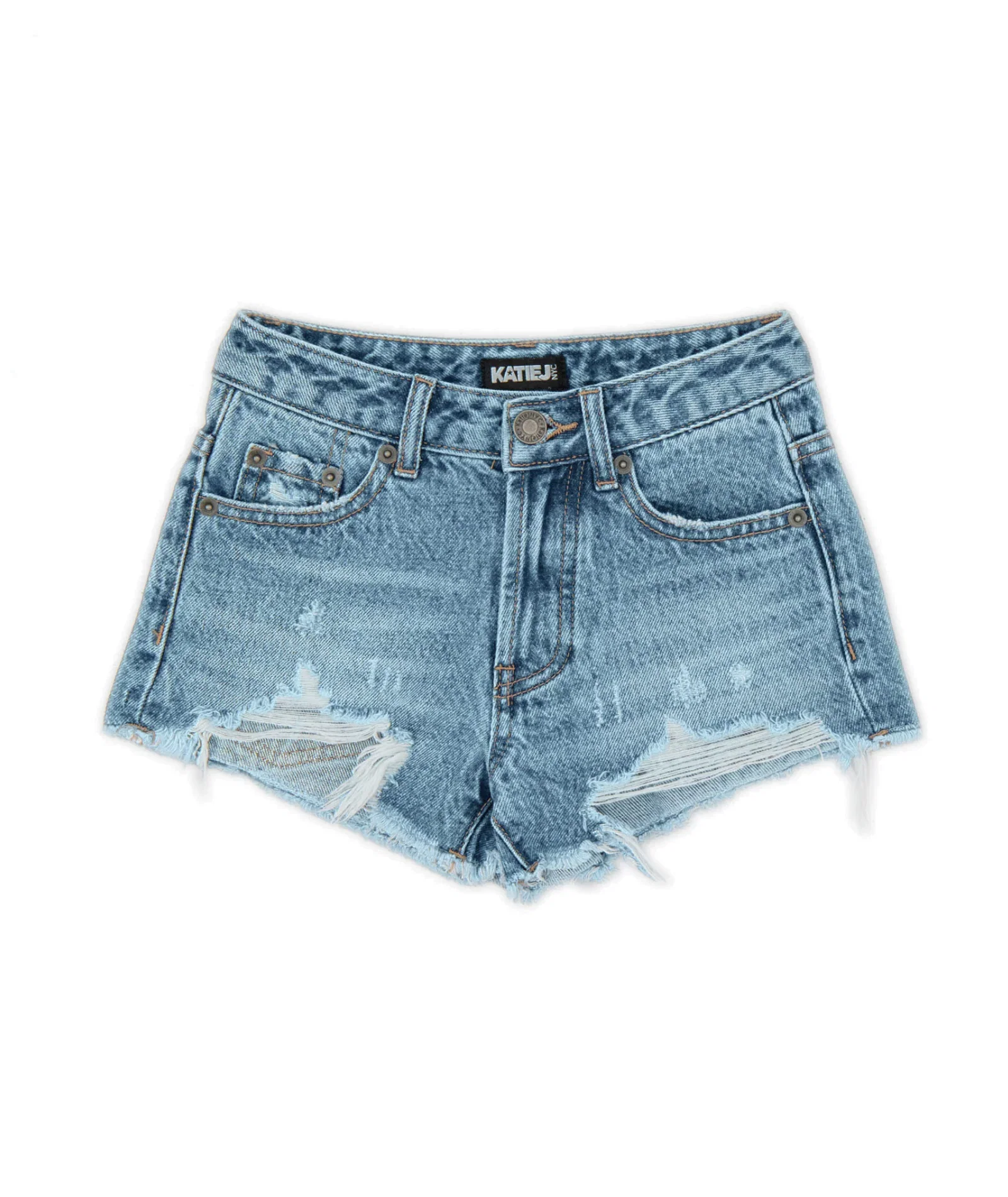 Image of Katie J NYC Juniors Malibu Light Wash Jean Shorts