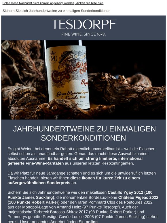 Ein seltener Preisvorteil: große Weine – letzte Flaschen
