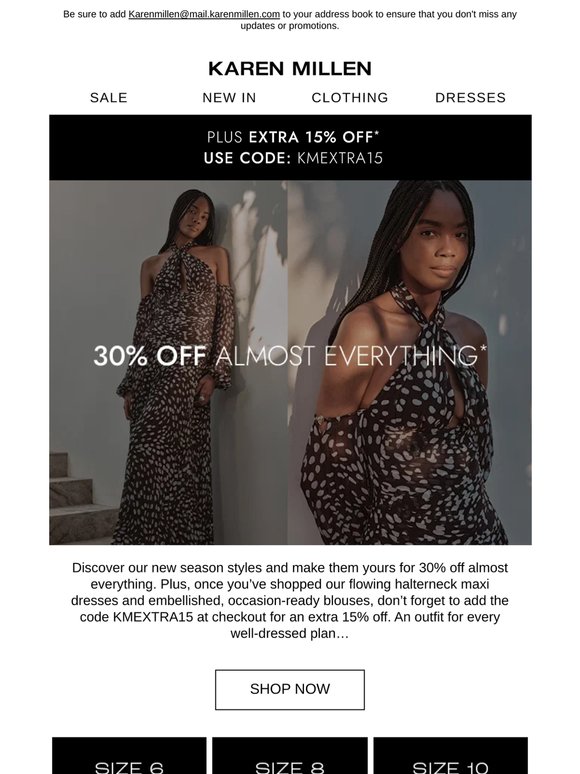 For you: 30% off almost everything